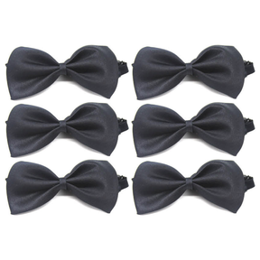 6x Mens Small Black Bow Tie Bulk Pack (Pre-Tied Classic Formal Necktie)