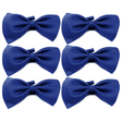 6x Mens Small Blue Bow Tie Bulk Pack (Pre-Tied Classic Formal Necktie)