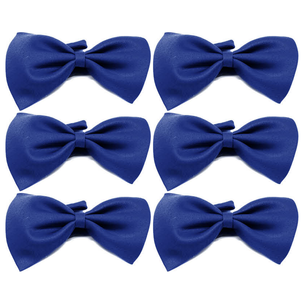6x Mens Small Blue Bow Tie Bulk Pack (Pre-Tied Classic Formal Necktie)
