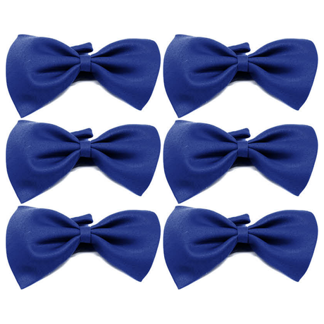 6x Mens Small Blue Bow Tie Bulk Pack (Pre-Tied Classic Formal Necktie)