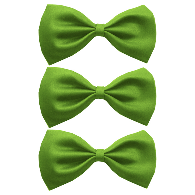 3x Mens Small Green Bow Tie Bulk Pack (Pre-Tied Classic Formal Necktie)