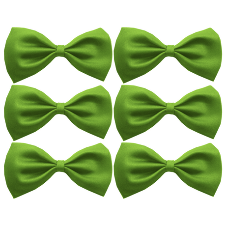 6x Mens Small Green Bow Tie Bulk Pack (Pre-Tied Classic Formal Necktie)