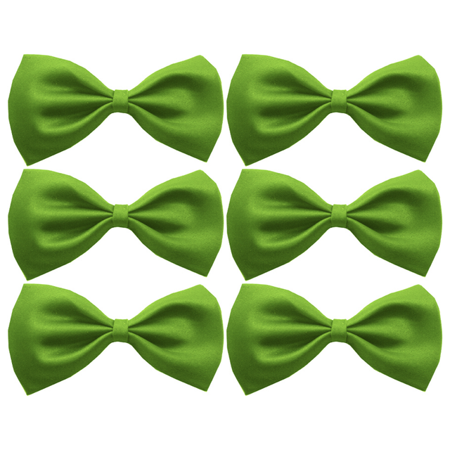 6x Mens Small Green Bow Tie Bulk Pack (Pre-Tied Classic Formal Necktie)