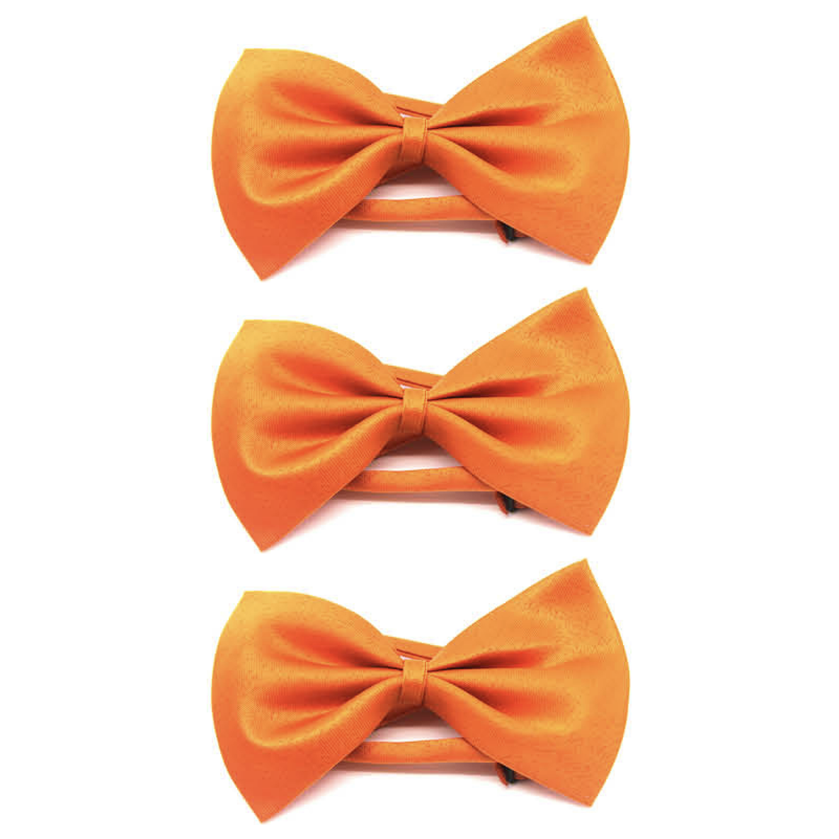 3x Mens Orange Bow Tie Bulk Pack (Pre-Tied Classic Formal Necktie)