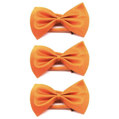 3x Mens Orange Bow Tie Pack (Pre-Tied Classic Formal Necktie)