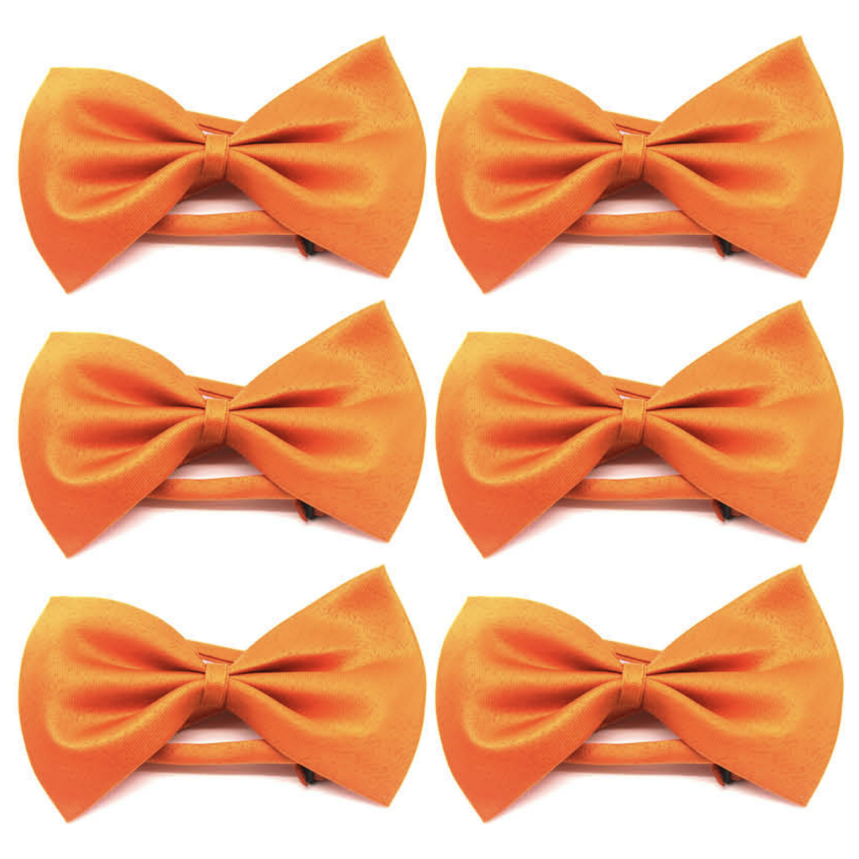 6x Mens Orange Bow Tie Bulk Pack (Pre-Tied Classic Formal Necktie)