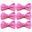 6x Mens Small Pink Bow Tie Bulk Pack (Pre-Tied Classic Formal Necktie)