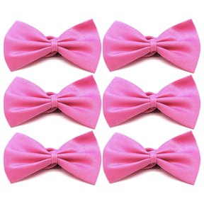 6x Mens Small Pink Bow Tie Bulk Pack (Pre-Tied Classic Formal Necktie)
