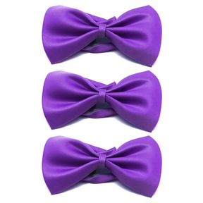 3x Mens Small Purple Bow Tie Bulk Pack (Pre-Tied Classic Formal Necktie)