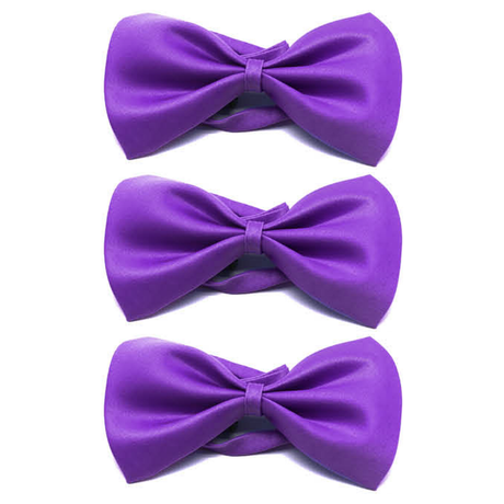 3x Mens Small Purple Bow Tie Pack (Pre-Tied Classic Formal Necktie)
