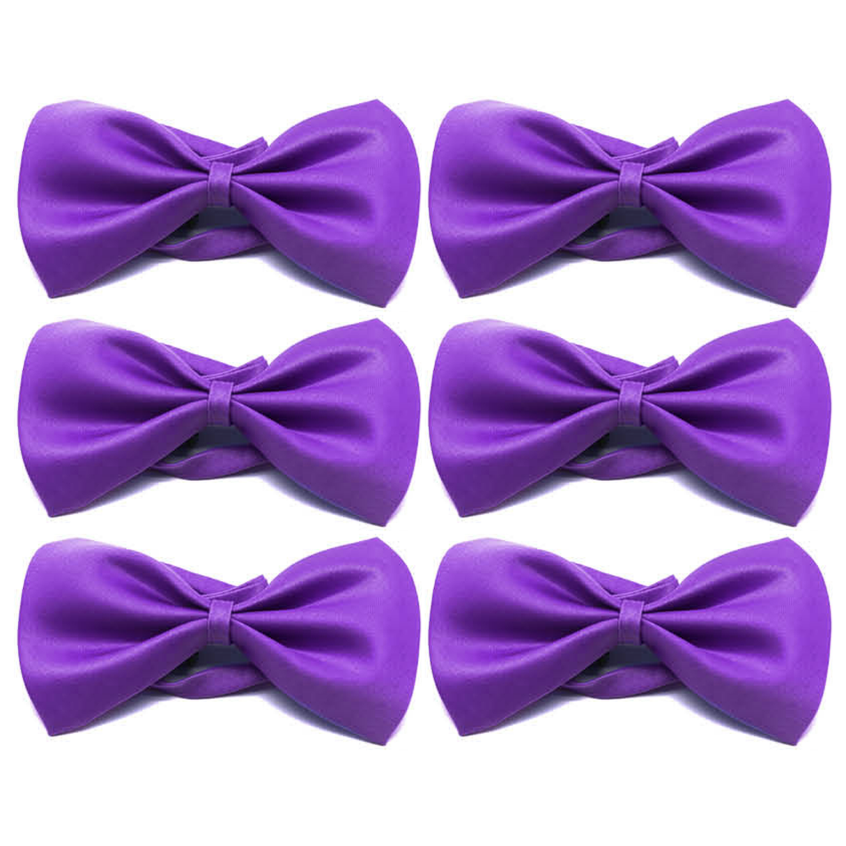 6x Mens Small Purple Bow Tie Bulk Pack (Pre-Tied Classic Formal Necktie)