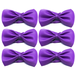 6x Mens Small Purple Bow Tie Bulk Pack (Pre-Tied Classic Formal Necktie)