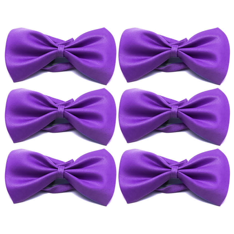 6x Mens Small Purple Bow Tie Bulk Pack (Pre-Tied Classic Formal Necktie)