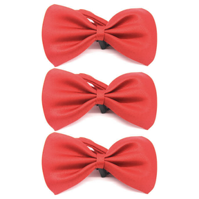 3x Mens Small Red Bow Tie Bulk Pack (Pre-Tied Classic Formal Necktie)