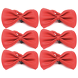 6x Mens Small Red Bow Tie Bulk Pack (Pre-Tied Classic Formal Necktie)
