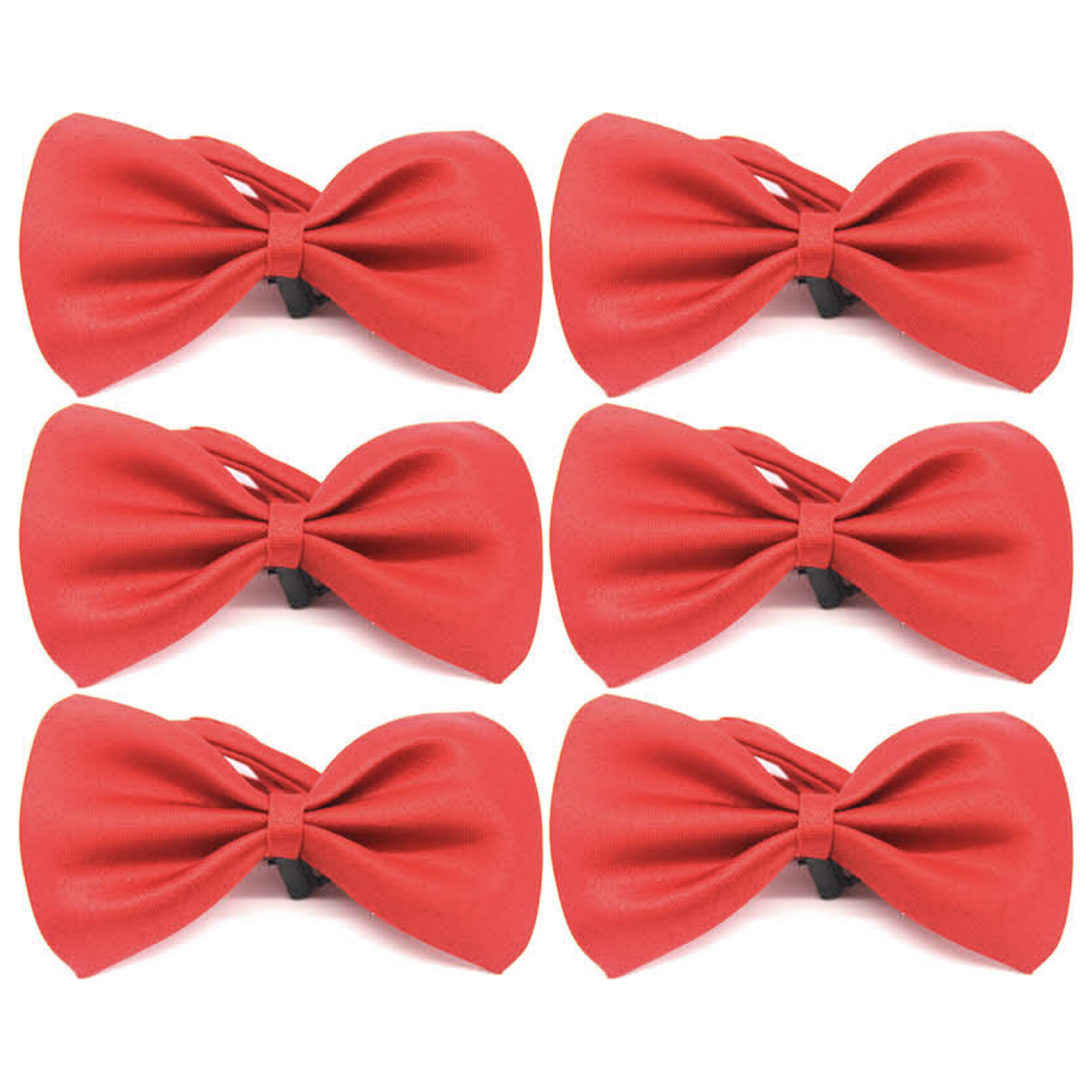 6x Mens Small Red Bow Tie Bulk Pack (Pre-Tied Classic Formal Necktie)