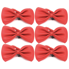 6x Mens Small Red Bow Tie Bulk Pack (Pre-Tied Classic Formal Necktie)