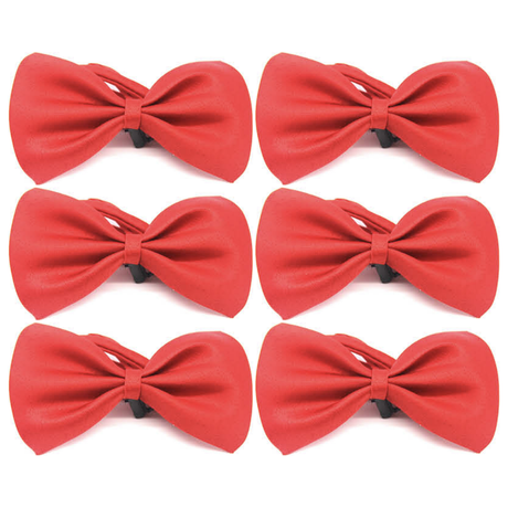 6x Mens Small Red Bow Tie Bulk Pack (Pre-Tied Classic Formal Necktie)