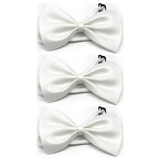 3x Mens Small White Bow Tie Bulk Pack (Pre-Tied Classic Formal Necktie)