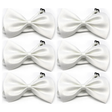 6x Mens Small White Bow Tie Bulk Pack (Pre-Tied Classic Formal Necktie)