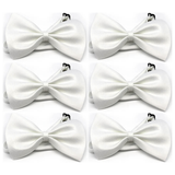 6x Mens Small White Bow Tie Bulk Pack (Pre-Tied Classic Formal Necktie)