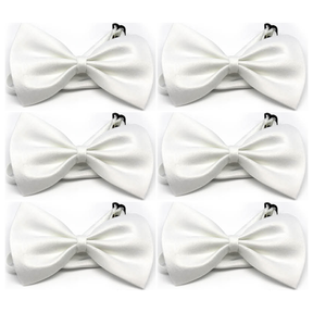 6x Mens Small White Bow Tie Bulk Pack (Pre-Tied Classic Formal Necktie)