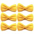 6x Mens Small Yellow Bow Tie Bulk Pack (Pre-Tied Classic Formal Necktie)