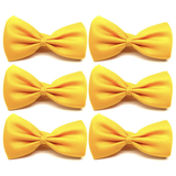 6x Mens Small Yellow Bow Tie Bulk Pack (Pre-Tied Classic Formal Necktie)