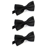 3x Mens Large Black Bow Tie Bulk Pack (Pre-Tied Classic Formal Necktie)