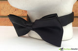 Mens Large Black Bow Tie (Pre-Tied Classic Formal Necktie)