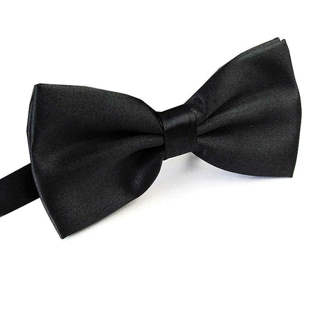 6x Mens Large Black Bow Tie Bulk Pack (Pre-Tied Classic Formal Necktie)