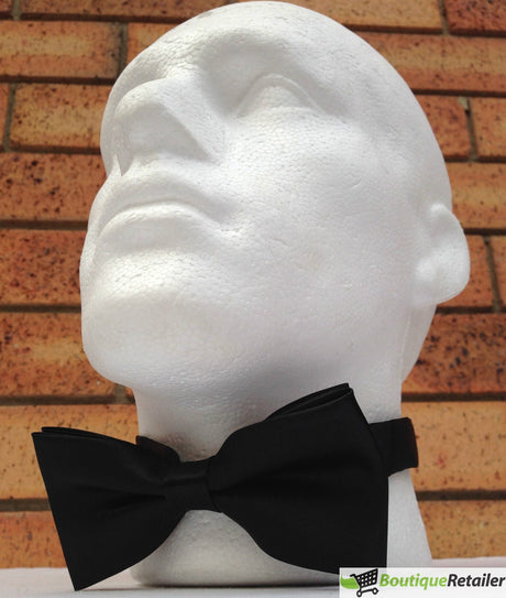 3x Mens Large Black Bow Tie Pack (Pre-Tied Classic Formal Necktie)
