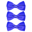3x Mens Large Blue Bow Tie Bulk Pack (Pre-Tied Classic Formal Necktie)
