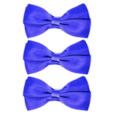 3x Mens Large Blue Bow Tie Bulk Pack (Pre-Tied Classic Formal Necktie)