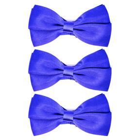 3x Mens Large Blue Bow Tie Bulk Pack (Pre-Tied Classic Formal Necktie)