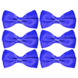 6x Mens Large Blue Bow Tie Bulk Pack (Pre-Tied Classic Formal Necktie)