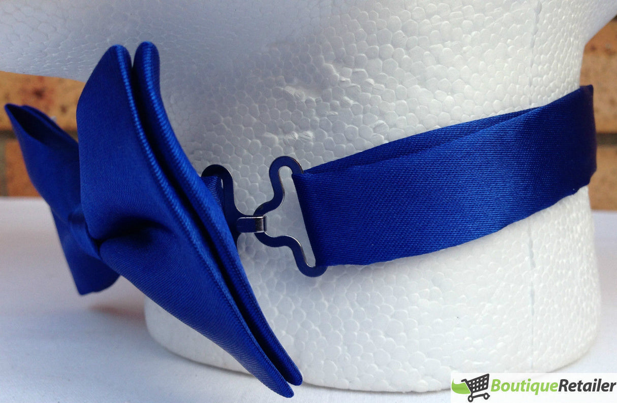 Mens Large Blue Bow Tie (Pre-Tied Classic Formal Necktie)