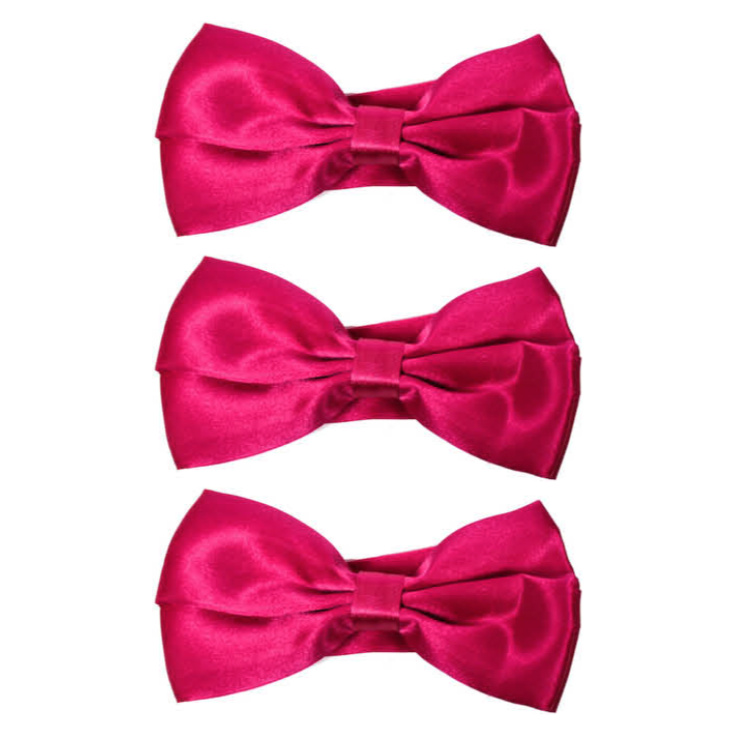 3x Mens Burgundy Bow Tie Bulk Pack (Pre-Tied Classic Formal Necktie)