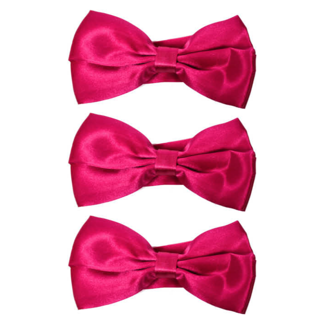3x Mens Burgundy Bow Tie Bulk Pack (Pre-Tied Classic Formal Necktie)