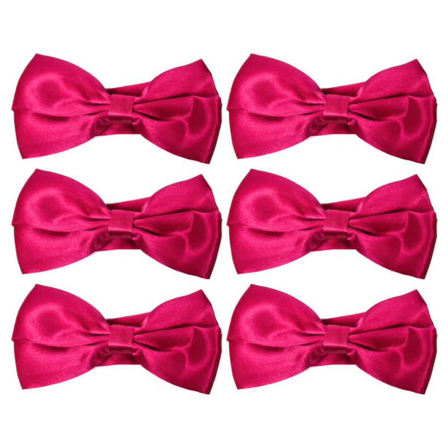 6x Mens Burgundy Bow Tie Bulk Pack (Pre-Tied Classic Formal Necktie)