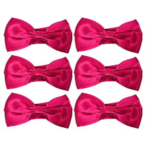 6x Mens Burgundy Bow Tie Bulk Pack (Pre-Tied Classic Formal Necktie)