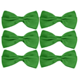 6x Mens Large Green Bow Tie Bulk Pack (Pre-Tied Classic Formal Necktie)