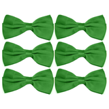 6x Mens Large Green Bow Tie Bulk Pack (Pre-Tied Classic Formal Necktie)