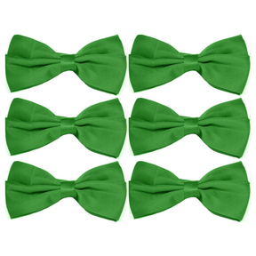 6x Mens Large Green Bow Tie Bulk Pack (Pre-Tied Classic Formal Necktie)