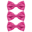 3x Mens Hot Pink Bow Tie Bulk Pack (Pre-Tied Classic Formal Necktie)
