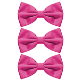 3x Mens Hot Pink Bow Tie Bulk Pack (Pre-Tied Classic Formal Necktie)