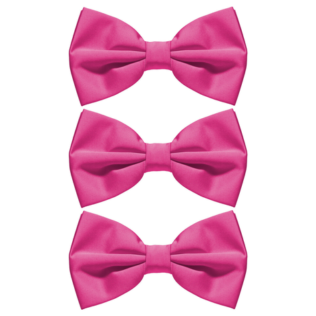 3x Mens Hot Pink Bow Tie Pack (Pre-Tied Classic Formal Necktie)