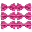 6x Mens Hot Pink Bow Tie Bulk Pack (Pre-Tied Classic Formal Necktie)