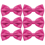 6x Mens Hot Pink Bow Tie Bulk Pack (Pre-Tied Classic Formal Necktie)