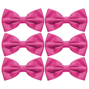 6x Mens Hot Pink Bow Tie Bulk Pack (Pre-Tied Classic Formal Necktie)